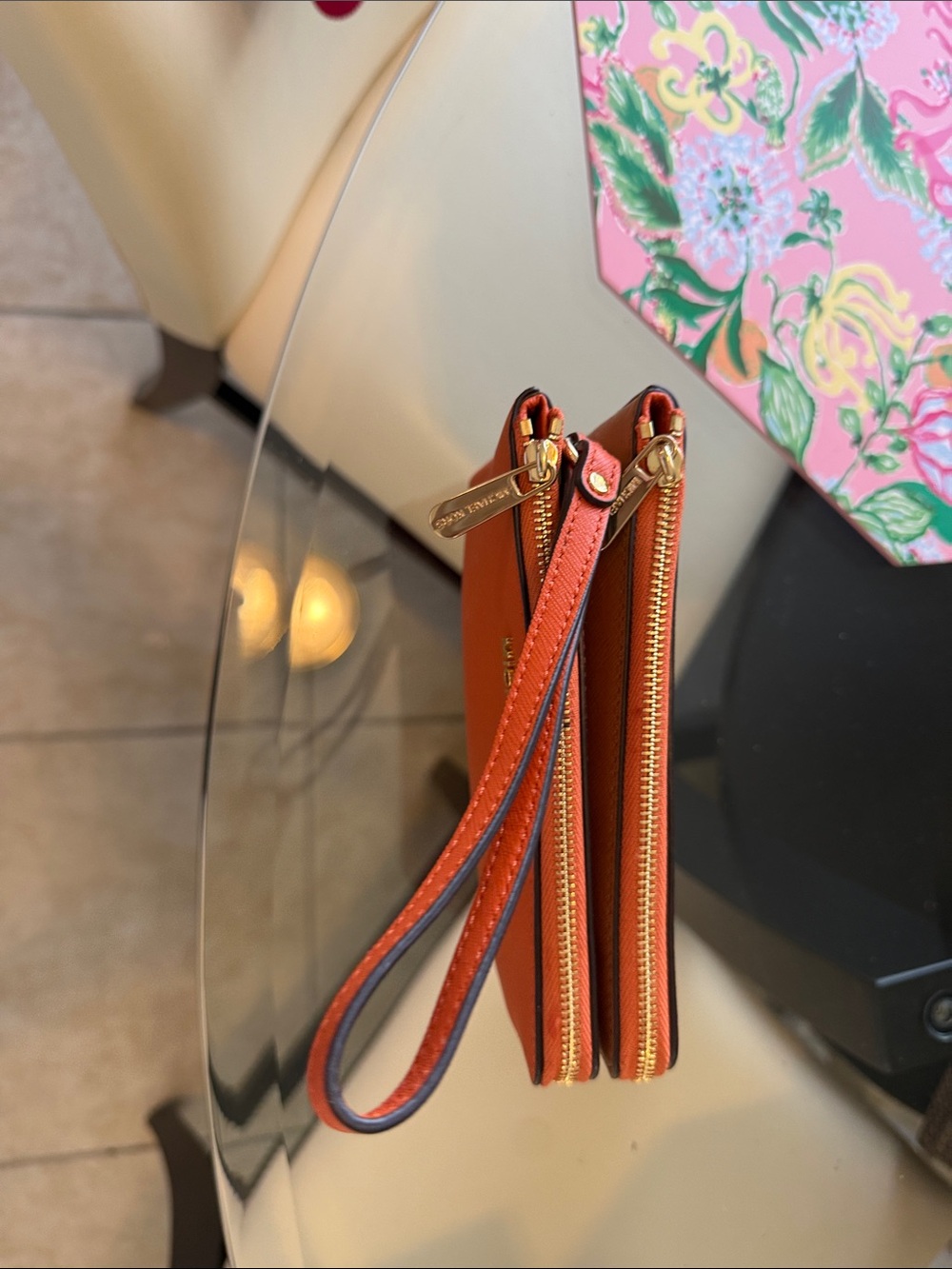 Michael Kors Orange Saffiano Leather Wristlet - Picture 4 of 4